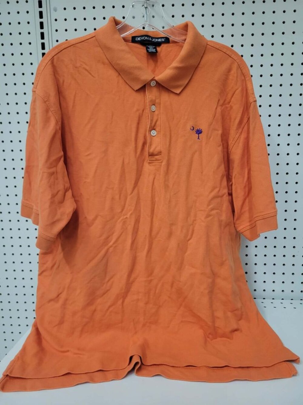 Devon & Jones Orange Pima Cotton Polo Shirt XL Embroidered Logo
